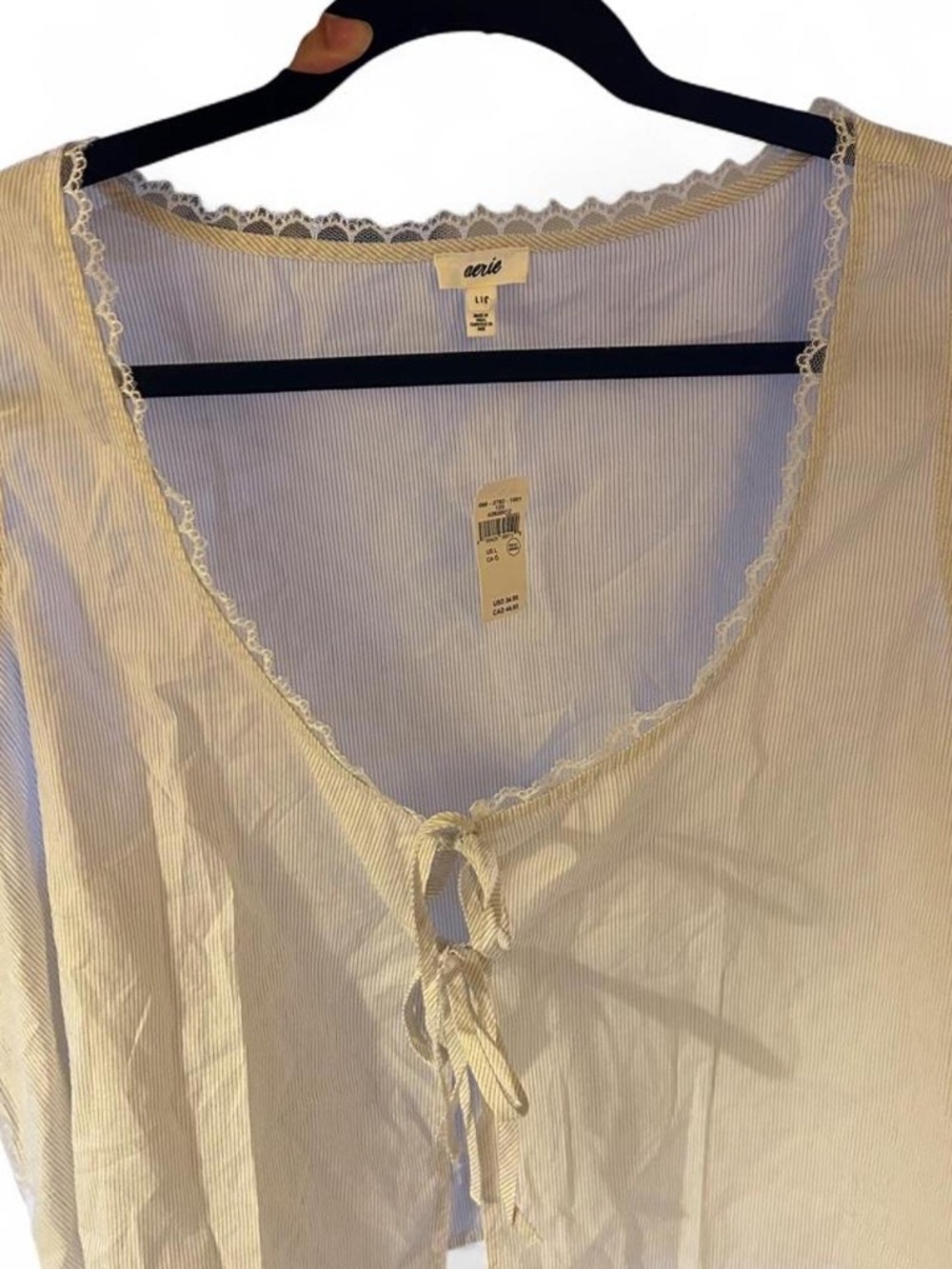 Aerie Off-Duty Poplin Tie Front Tank Top 100% Cotton Size Large